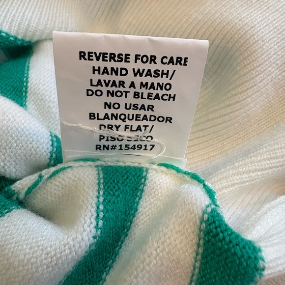 Judith March Cart Queen Golf Sweater Green White Striped Puff Sleeve Small - Picture 13 of 15